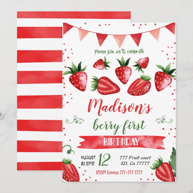 Strawberry Invitation (Front/Back)