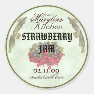 Strawberry Jam canning jar labels1 Classic Round Sticker