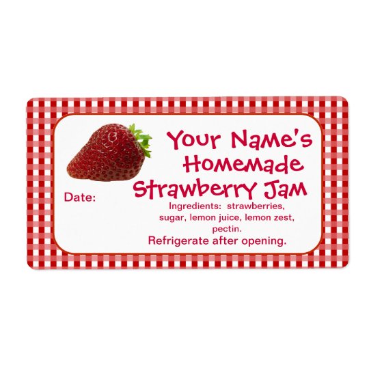 strawberry jam canning jar labels personalised zazzlecouk