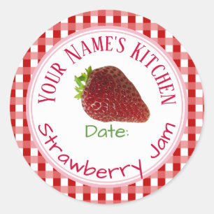 Strawberry Jam Canning Labels Personalised Red 