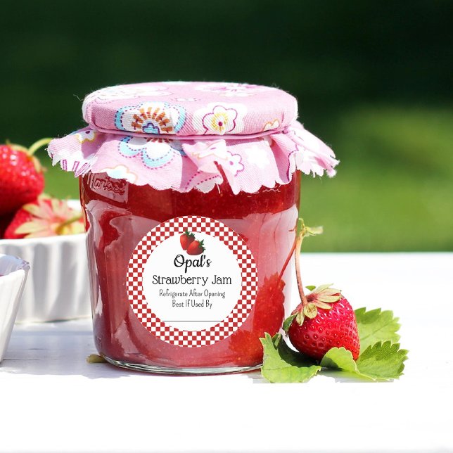 Strawberry Jam Custom Canning Jar Sticker (Creator Uploaded)