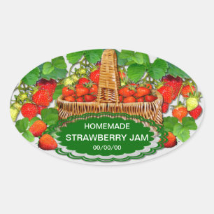 Strawberry Jam Custom Text Oval Sticker