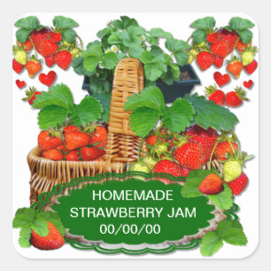 Strawberry Jam Custom Text Square Sticker