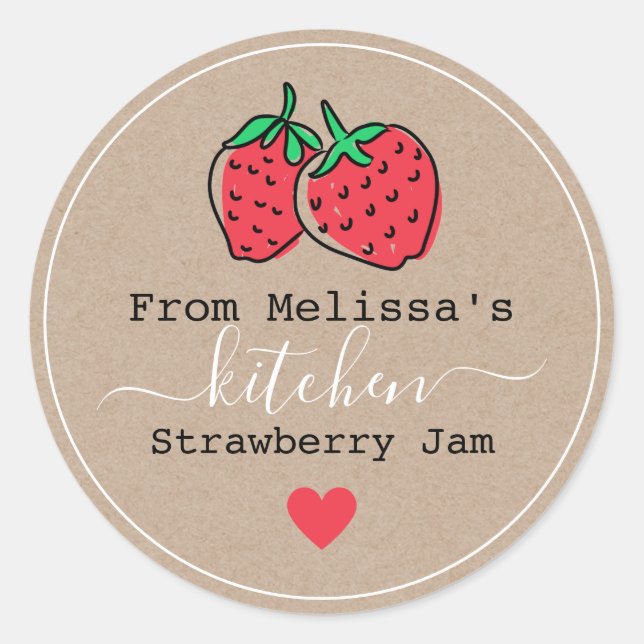 Strawberry Jam Homemade From The Kitchen Of kraft  Classic Round Sticker (Front)