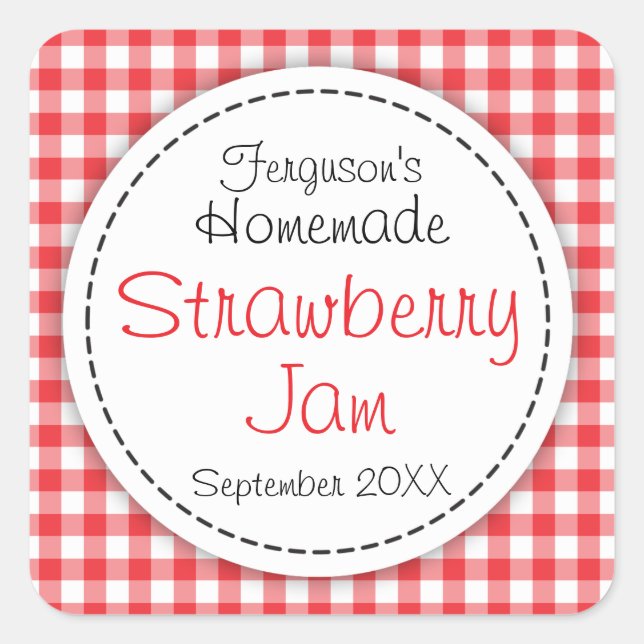 Strawberry jam jar food label (Front)