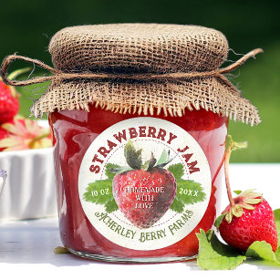 Strawberry Jam Jar Fruit Preserves Personalised Classic Round Sticker