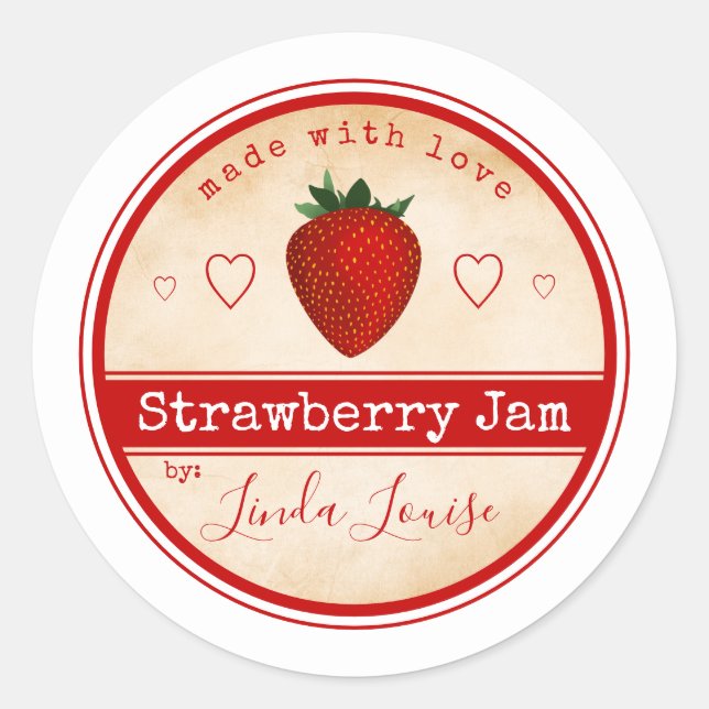 strawberry jam labels classic round sticker (Front)