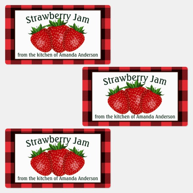 Strawberry Jam Preserves Plaid Food Label (Group)