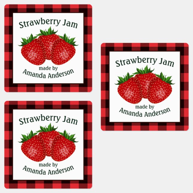 Strawberry Jam Preserves Plaid S Food Label (Group)