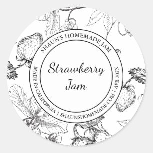 Strawberry Jam Sketch Modern label