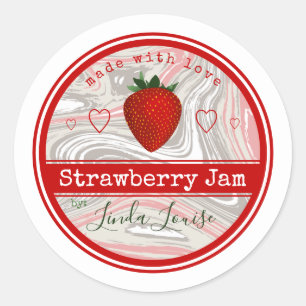 strawberry jam swirl labels classic round sticker