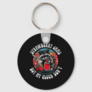 Strawberry Jams But Dont Funny Racoon for Men Key Ring