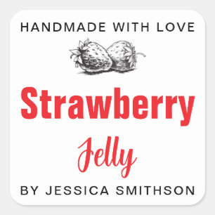 Strawberry Jelly Jam Homemade label STRAW03bsq
