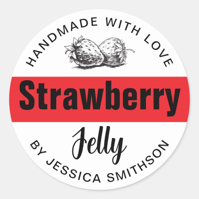 Strawberry Jelly Jam Homemade label STRAW03rd (Front)