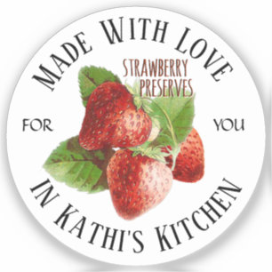 Strawberry Jelly Jam Jar Label Made with Love Gift
