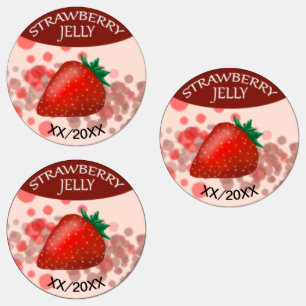 Strawberry Jelly Labels with Editable Date