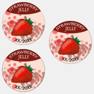 Strawberry Jelly Labels with Editable Date