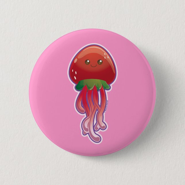 Strawberry Jellyfish 6 Cm Round Badge (Front)