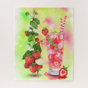Strawberry Jigsaw Puzzle Juice Cool Drink Fruits