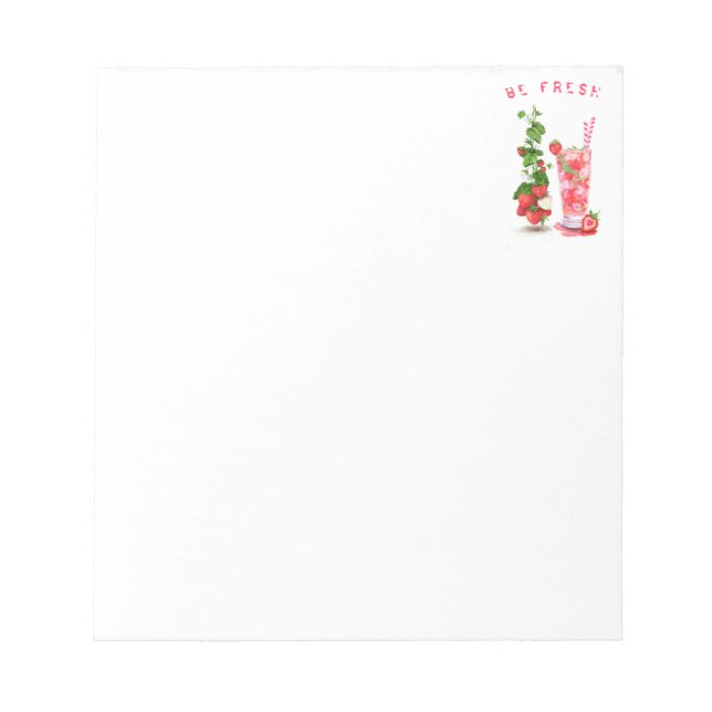 Strawberry Juice Cool Drink Fruits Notepad (Front)