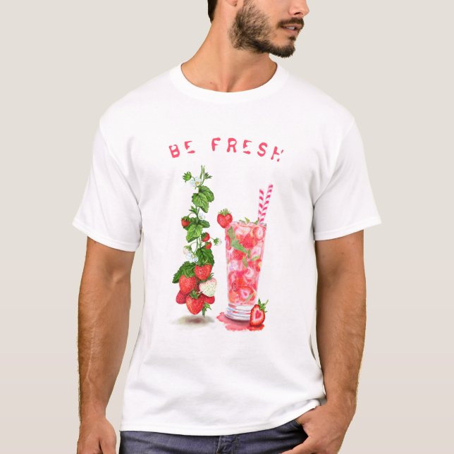 Strawberry Juice Cool Drink Party T-Shirt (Front)
