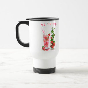 Strawberry Juice Drink Fruits Travel Mug