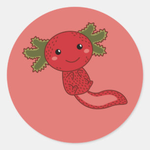 Strawberry Kawaii Axolotl Berry Cute Classic Round Sticker