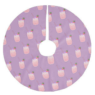 Strawberry Kawaii Pixel Food Pastel Sweet Purple Brushed Polyester Tree Skirt