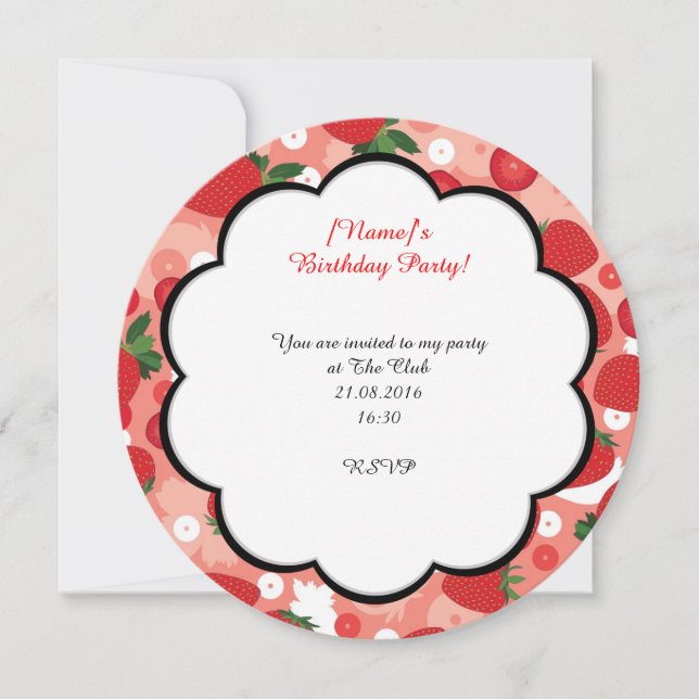 Strawberry - Kids Party Invitation (Front)