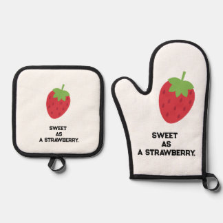 Strawberry Kitchen Set Oven Mitts and Pot Holders