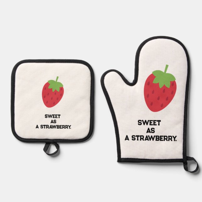 Strawberry Kitchen Set Oven Mitts and Pot Holders (Front)
