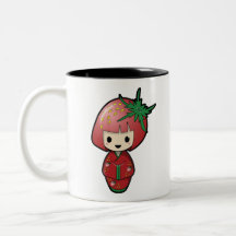 Strawberry Kokeshi Doll Two-Tone Mug