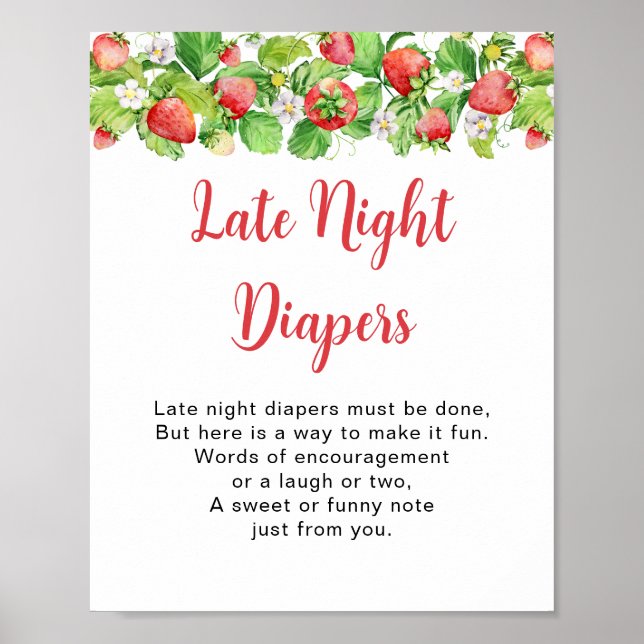 Strawberry Late Night Diapers Sign (Front)