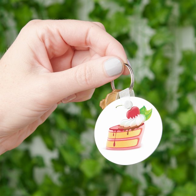 Strawberry Layer Cake Slice with Cream Key Ring (Creator Uploaded)