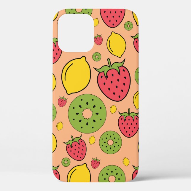 Strawberry, lemon and kiwi fruits wallpaper backgr Case-Mate iPhone case (Back)