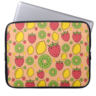 Strawberry, lemon and kiwi fruits wallpaper backgr laptop sleeve