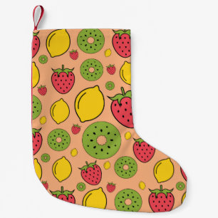 Strawberry, lemon and kiwi fruits wallpaper backgr small christmas stocking