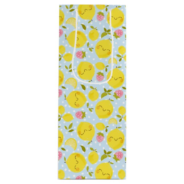 Strawberry Lemon Blue Wine Gift Bag (Front)