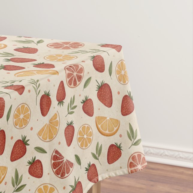 Strawberry Lemon Pattern Tablecloth (In Situ)