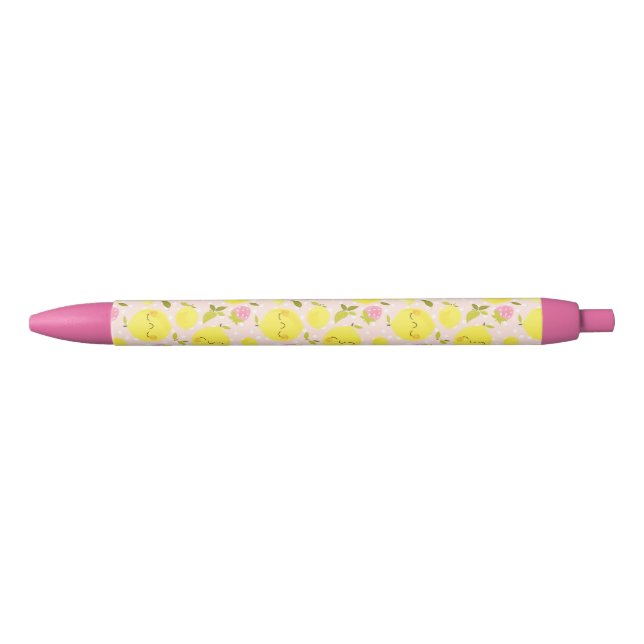 Strawberry Lemon Pink Black Ink Pen (Front)