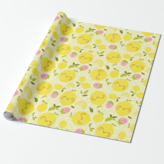 Strawberry Lemon Yellow Wrapping Paper