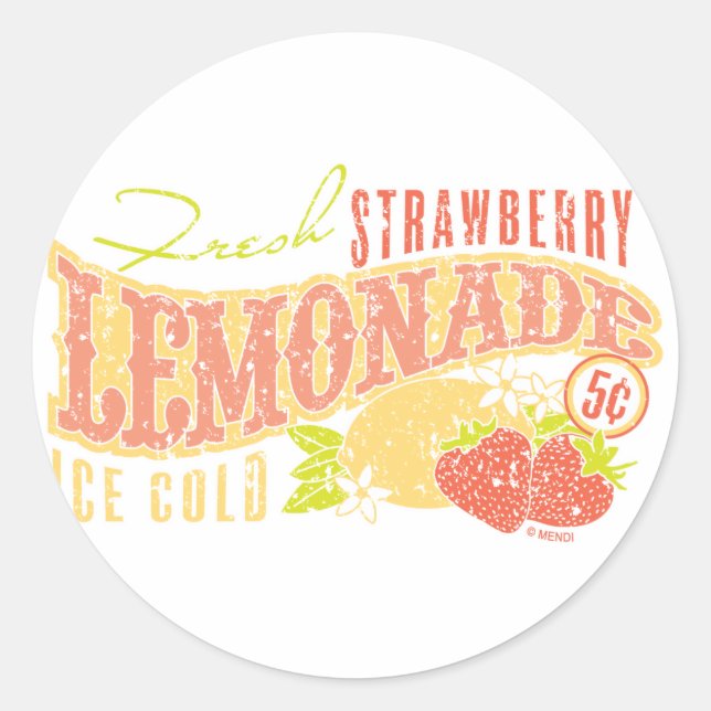 Strawberry Lemonade Classic Round Sticker (Front)