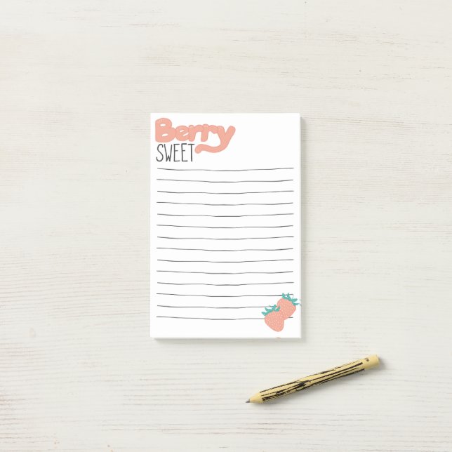 Strawberry Lettering Post-it Notes (On Desk)