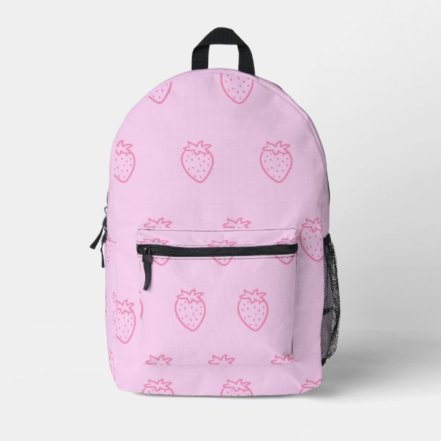 Strawberry light pink printed backpack (Front)