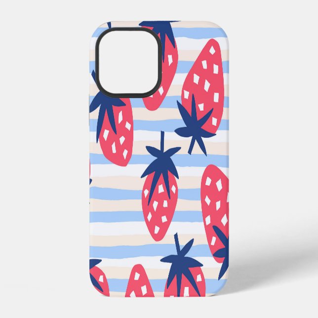 Strawberry Line Art: Sweet Seamless Pattern iPhone Case (Back)