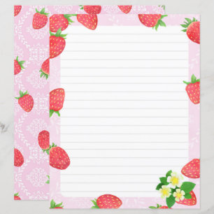 Strawberry Lined Pink Stationery Paper