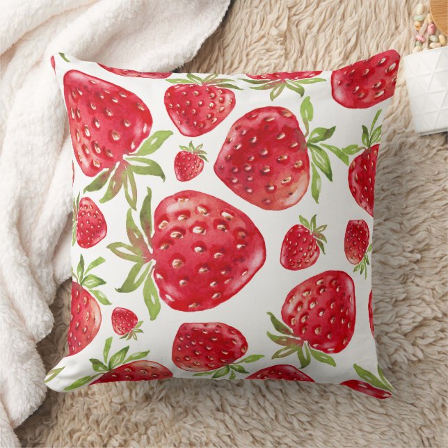 Strawberry Love 20x20 Throw Pillow (Blanket)