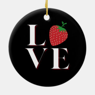 Strawberry Love Ceramic Tree Decoration