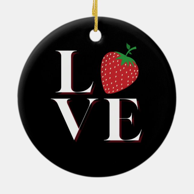 Strawberry Love Ceramic Tree Decoration (Back)