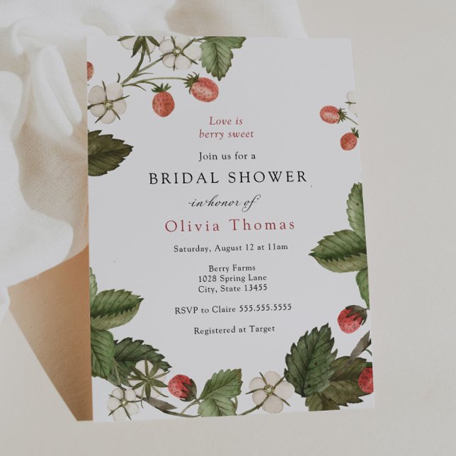 Strawberry Love is Berry Sweet Bridal Shower Invitation (Creator Uploaded)